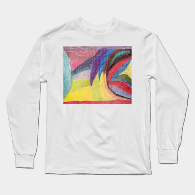 Unique Unusually Colourful Different Shapes With Four Different Colours Around  The Edges Long Sleeve T-Shirt by PodmenikArt
